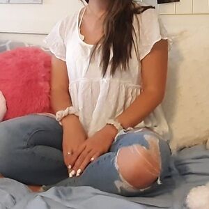 Lucky Brand White Polka Dot Peplum Top